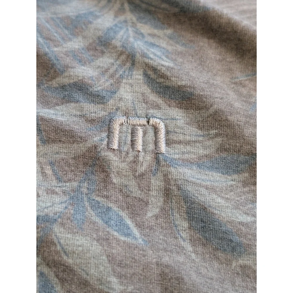 Travis Mathew Golf Polo Shirt Mens Gray Blue AOP Tropical Palm Leaf XL - Picture 6 of 9